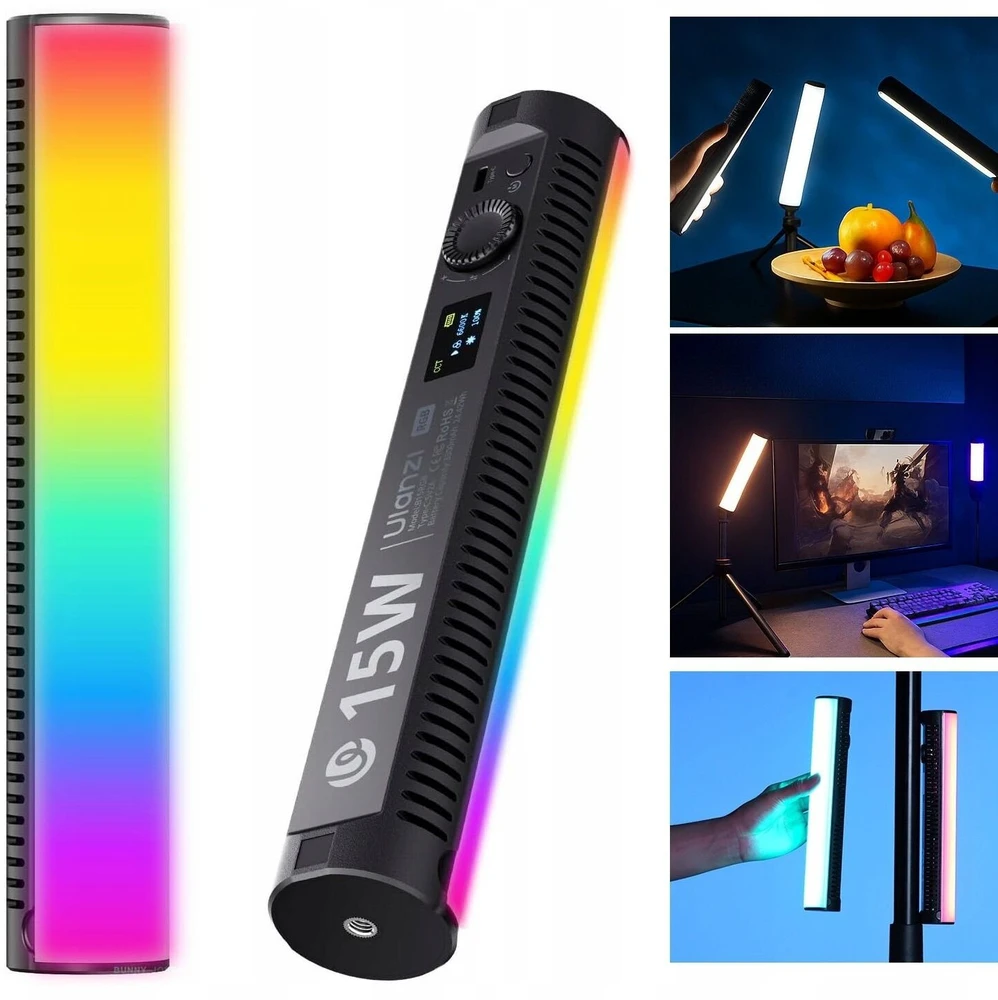LED Lemputė - ULANZI B15RGB 15 W 1 800–9 000 K RGB LED Vamzdinė Lempa