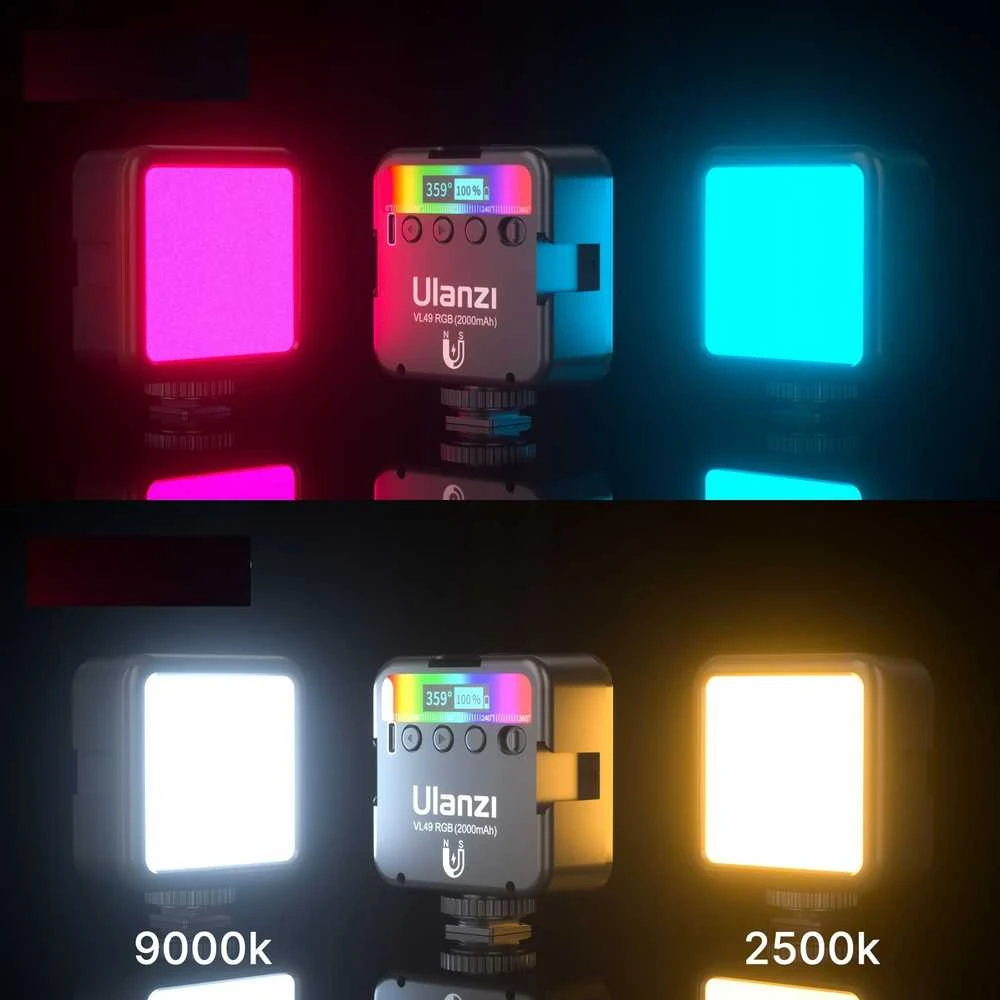 LED Šviestuvas Ulanzi VL49 RGB, WB (2500 K - 9000 K)