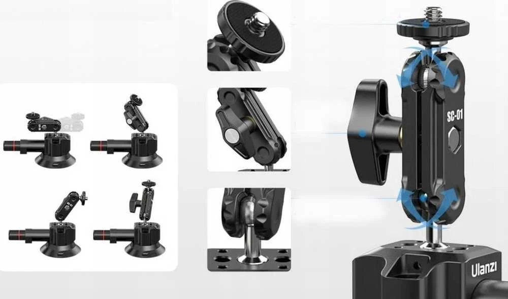 Adapteris - ULANZI SC-01 3" Aliuminio Guma su Magiška Ranka ir Telefono Laikikliu