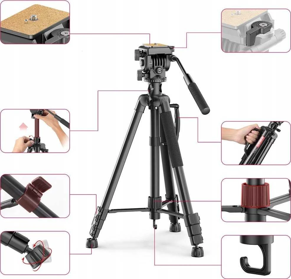 Ulanzi Trikojis Monopod 183 Plokščia skysčio galvutė fotoaparatui / VT-02 Select