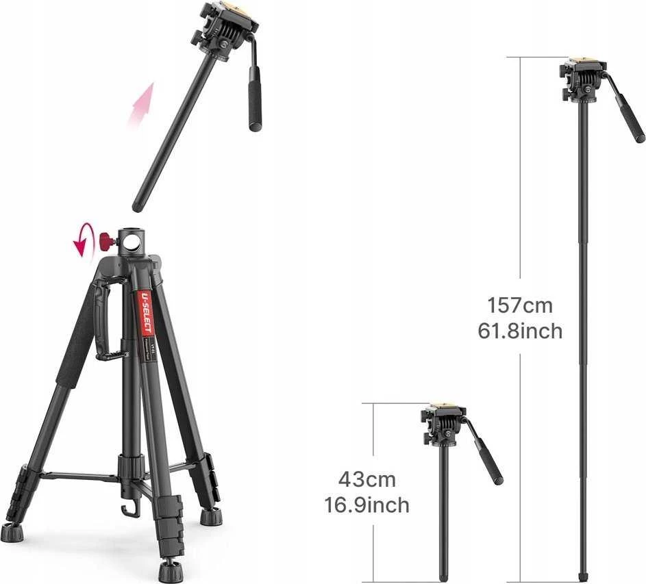 Ulanzi Trikojis Monopod 183 Plokščia skysčio galvutė fotoaparatui / VT-02 Select
