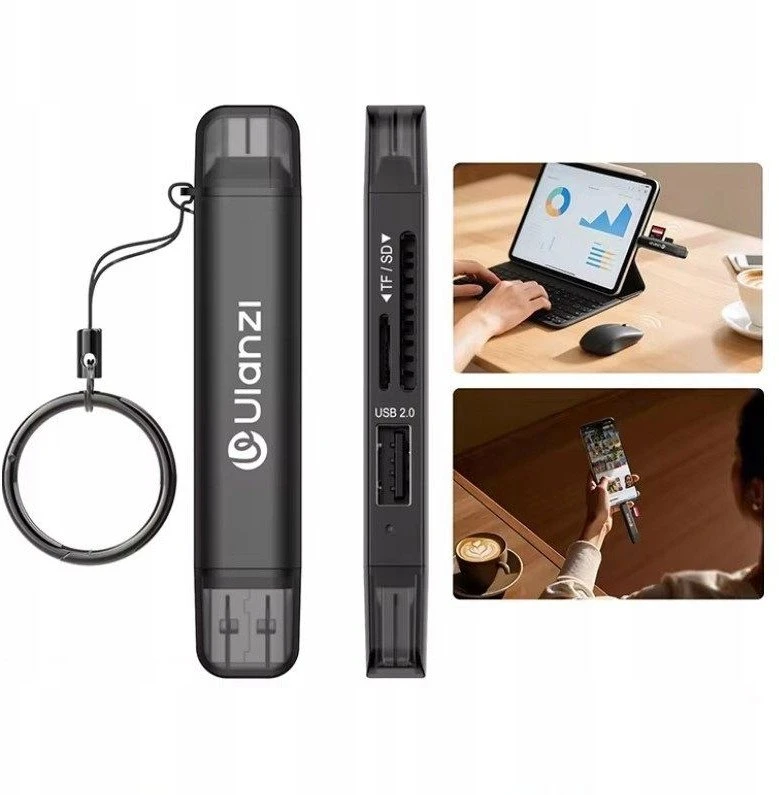 „Ulanzi Ulanzi CR1“ skaitytuvas 3in1 kortelių skaitytuvas USB 3.0 / USB-C SD Tf MicroSD / 150–200 Mb/s / CR1 / SKU:x117