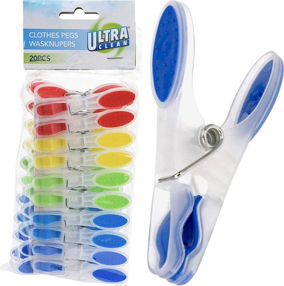 Ultra Clean Skalbinių segtukai 20 vnt. Daugiaspalviai, tvirti