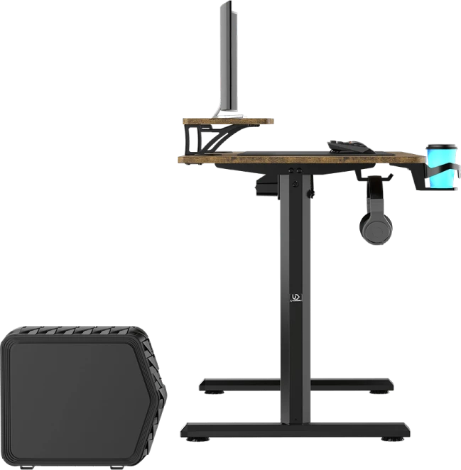 Elektra reguliuojamas kompiuterio stalas Ultradesk Highlander, 120x60 cm, rudas