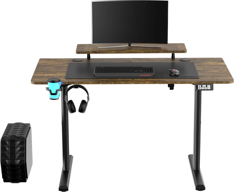 Elektra reguliuojamas kompiuterio stalas Ultradesk Highlander, 120x60 cm, rudas