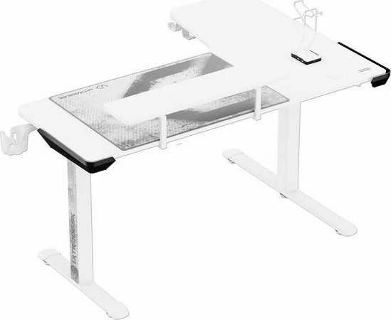Reguliuojamo aukščio kampinis žaidimų stalas Ultradesk Winger LED RGB, Baltos spalvos
