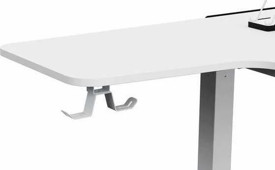 Reguliuojamo aukščio kampinis žaidimų stalas Ultradesk Winger LED RGB, Baltos spalvos