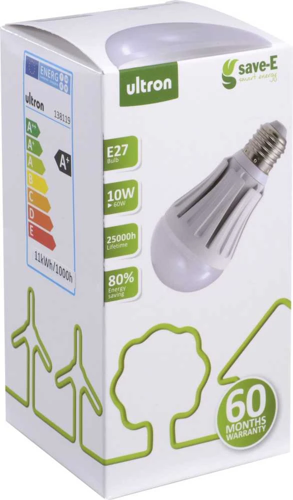 Ultron LED lemputė E27, 10W, 810lm, 3000K, šiltas balzamas (138119)