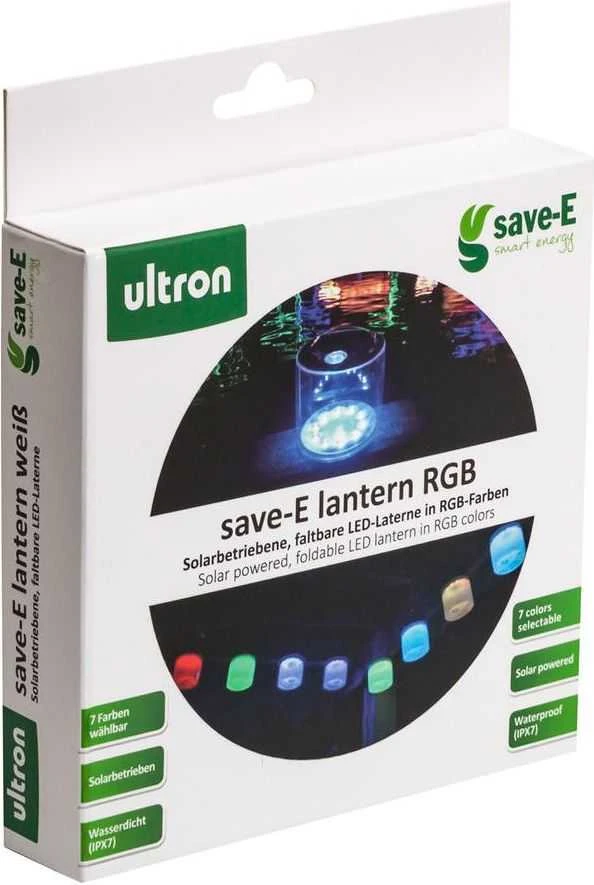 Ultron Sulankstoma RGB spalvų LED lempa, varoma saulės energija (185952)
