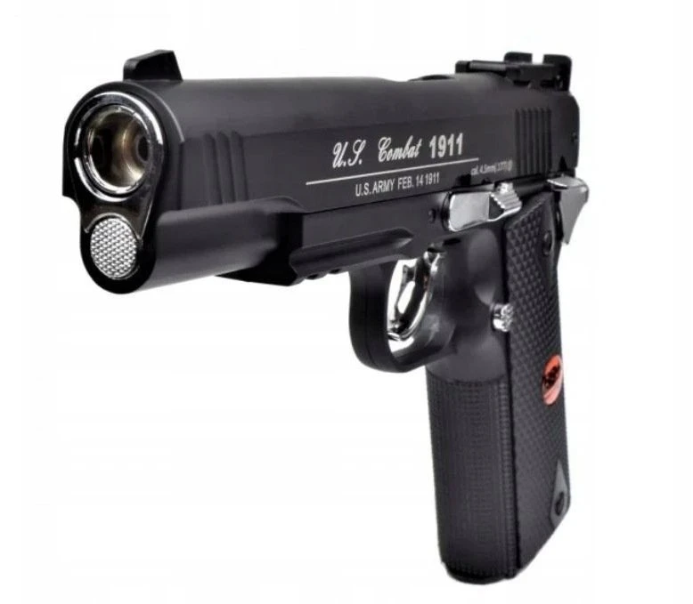 BRUNI 816 US Combat 4.5 mm BB airsoft pistol, 20-round CO₂ magazine, iki 17 joules