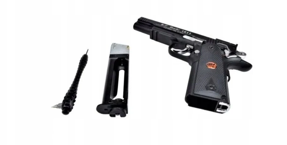 BRUNI 816 US Combat 4.5 mm BB airsoft pistol, 20-round CO₂ magazine, iki 17 joules