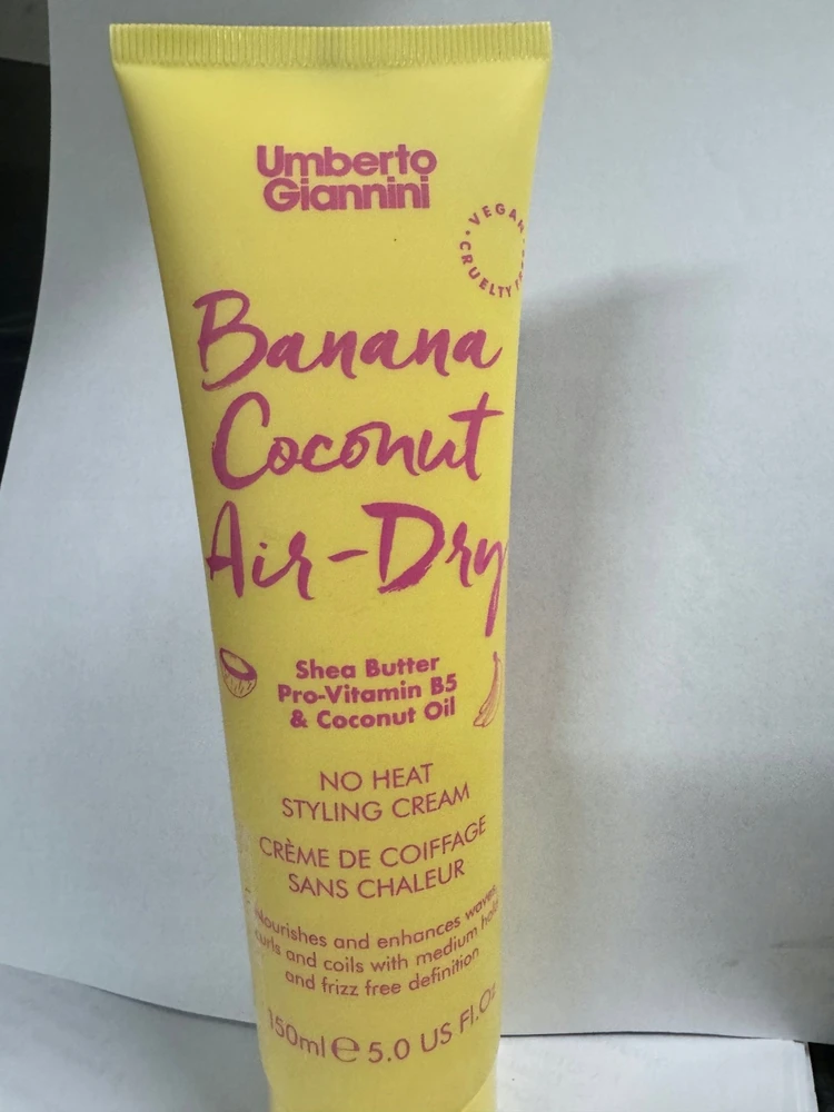 Umberto Giannini Banana Coconut Air-Dry Hair Styling Kreminis Medium, 150 ml