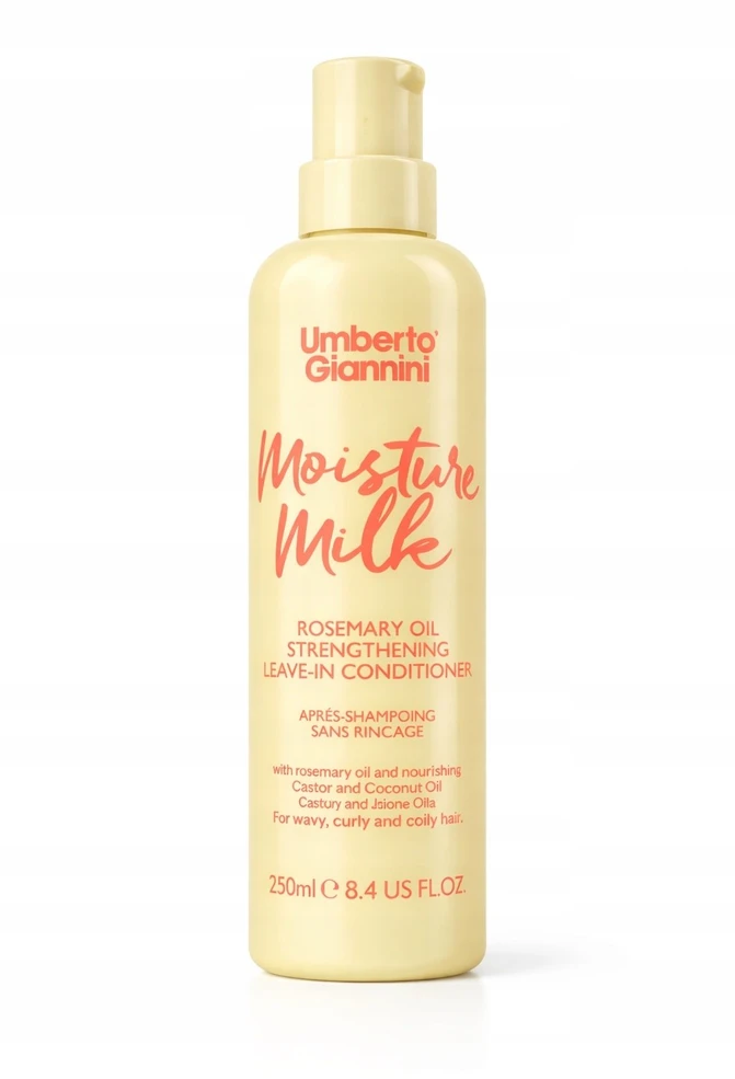 Umberto Giannini Moisture Milk Hair Leave-In Conditioner Minkštinantis ir glotninantis & Curl Definition, 250 ml