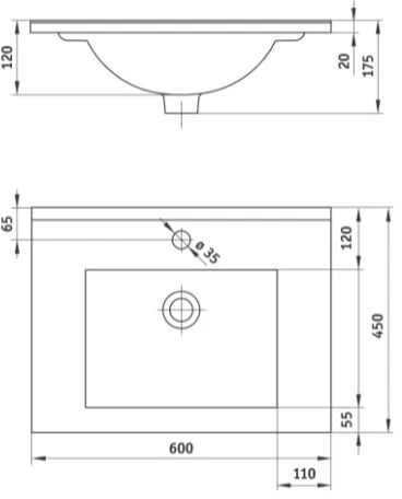 Praustuvas Deante Floks 60 cm, CDI_6U6M, Baltas