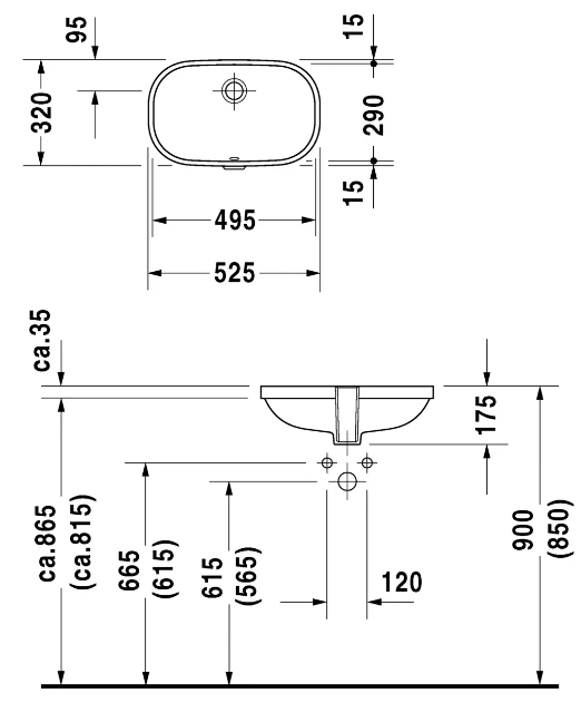 Duravit izlietne D-Code, 495x290 mm, zem virsmas, balta