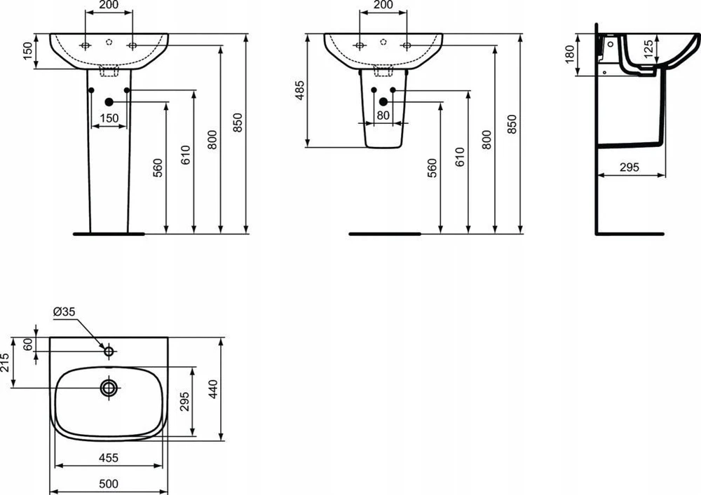 Ideal_Standa Praustuvas Ideal Standard i.life A, 50 cm