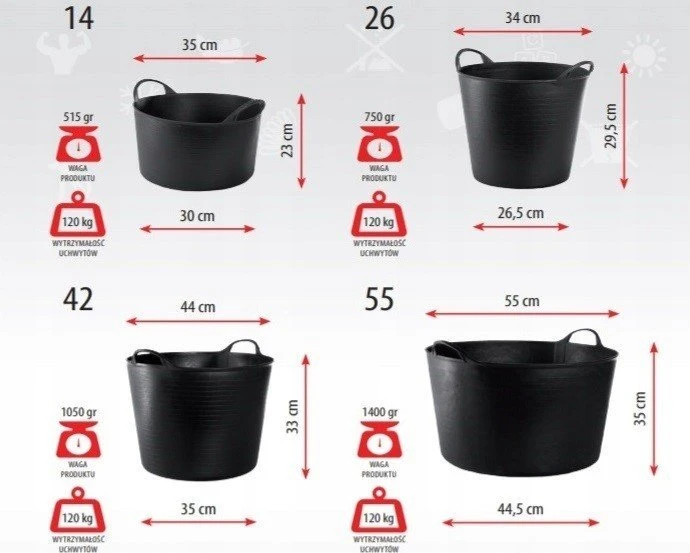 UN FLEXI Raudonas FLEXI BASKET 14L
