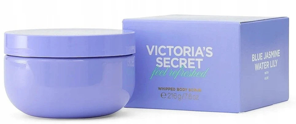 Victoria Secrets Victoria's Secret Mėlyna Jasmine ir Vandens lelijos gilaus valymo ir šveitimo kūno šveitiklis, 216 ml