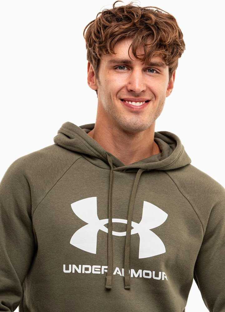 Vyriškas Under Armour Rival Fleece su gobtuvu džemperis su logotipu, Olive 1379758 390 L