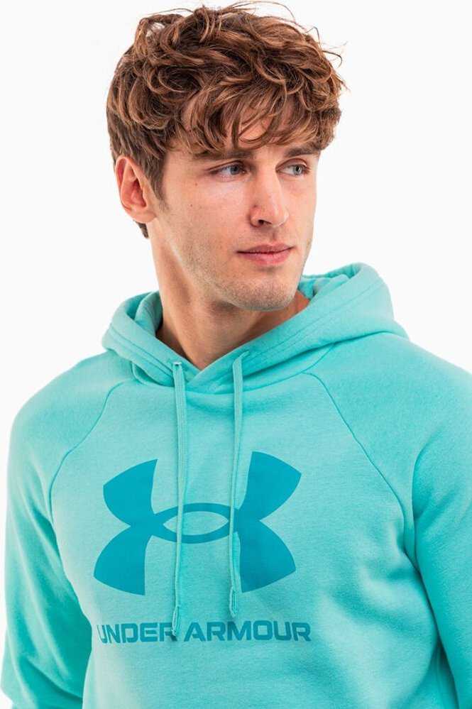 Vyriškas džemperis su gobtuvu Under Armour Rival Fleece Logo, mėtų spalvos