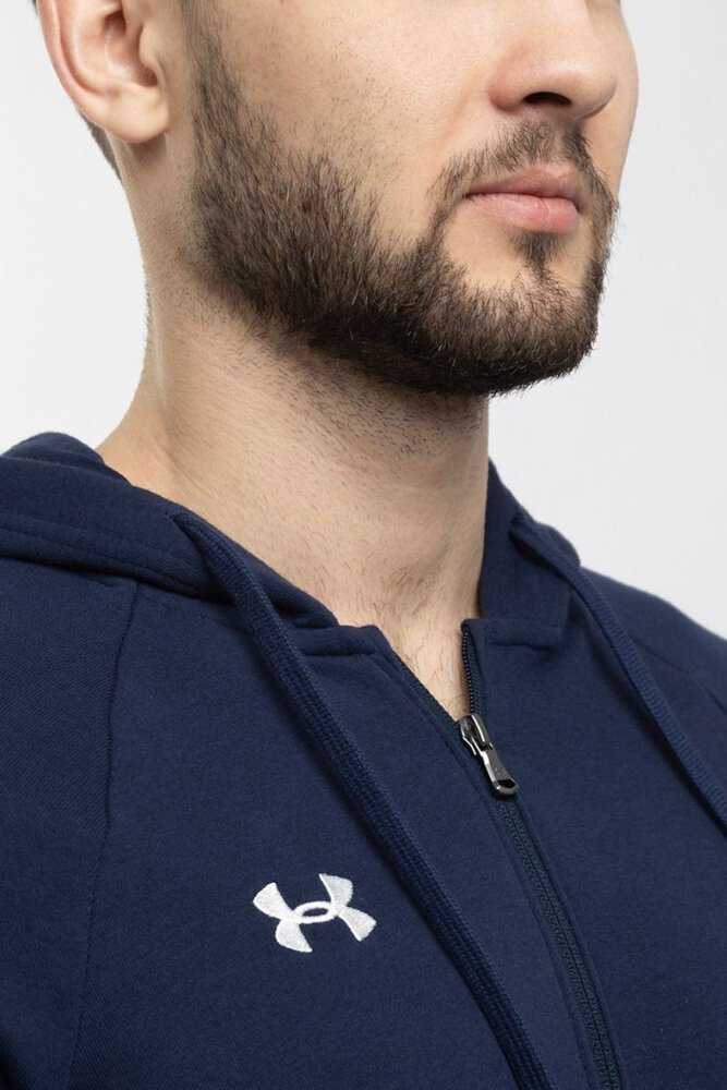 UAR Under Armour vyriški „Rival Fleece“ džemperiai su gobtuvu, mėlyni, Mėlyna 1379767 410