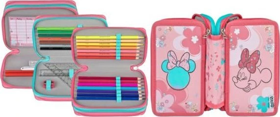 Undercover Slaptas pieštukų dėklas Trivietis pieštukų dėklas su priedais, Minnie Mouse