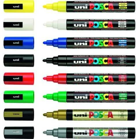 UNI-BALL POSCA JUMBO nuolatinis žymeklis PC-5m 1,8-2,5 mm, apvalus, spalvų derinys, pakuotėje 8 vnt (BAZ097)