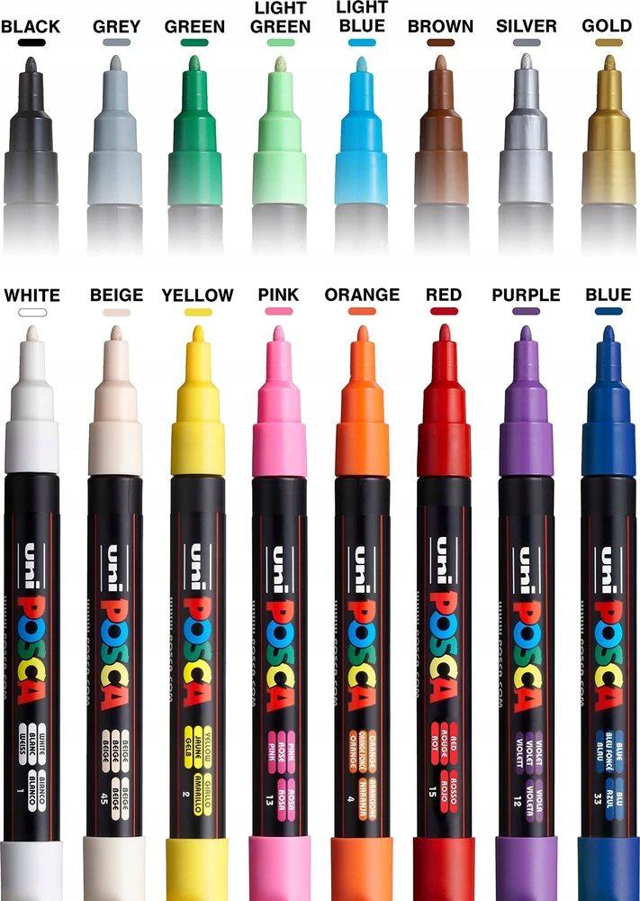 Carruzzo POSCA PC-3M Įvairių spalvų 16 vnt