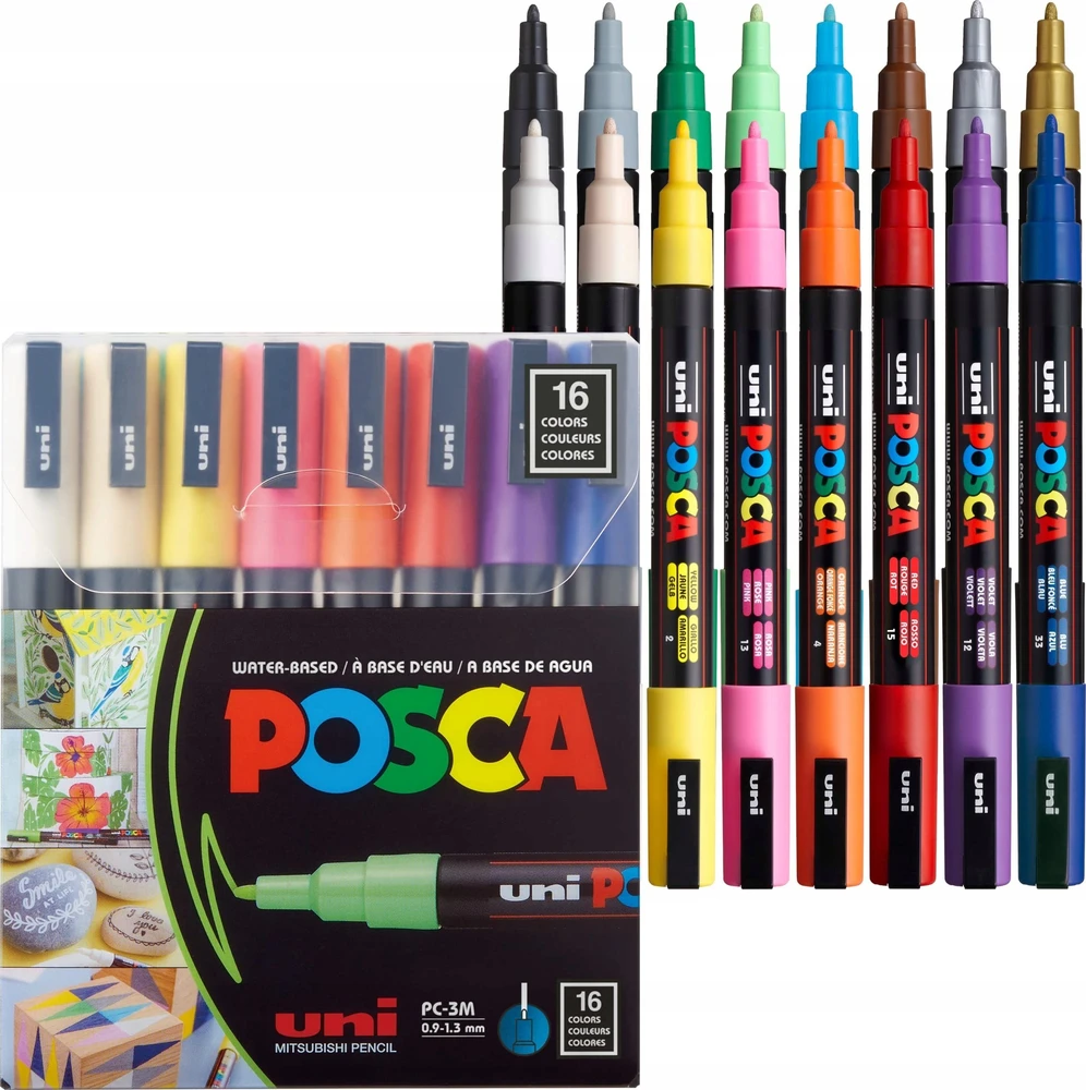 Carruzzo POSCA PC-3M Įvairių spalvų 16 vnt