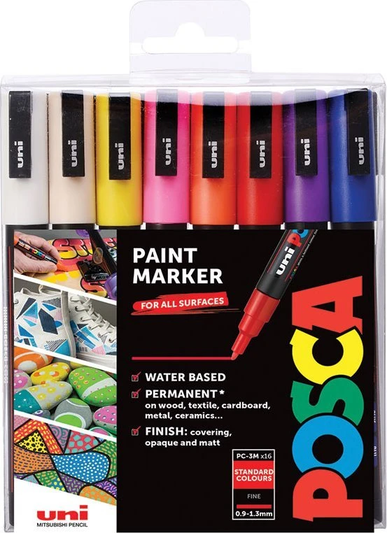 Carruzzo POSCA PC-3M Įvairių spalvų 16 vnt