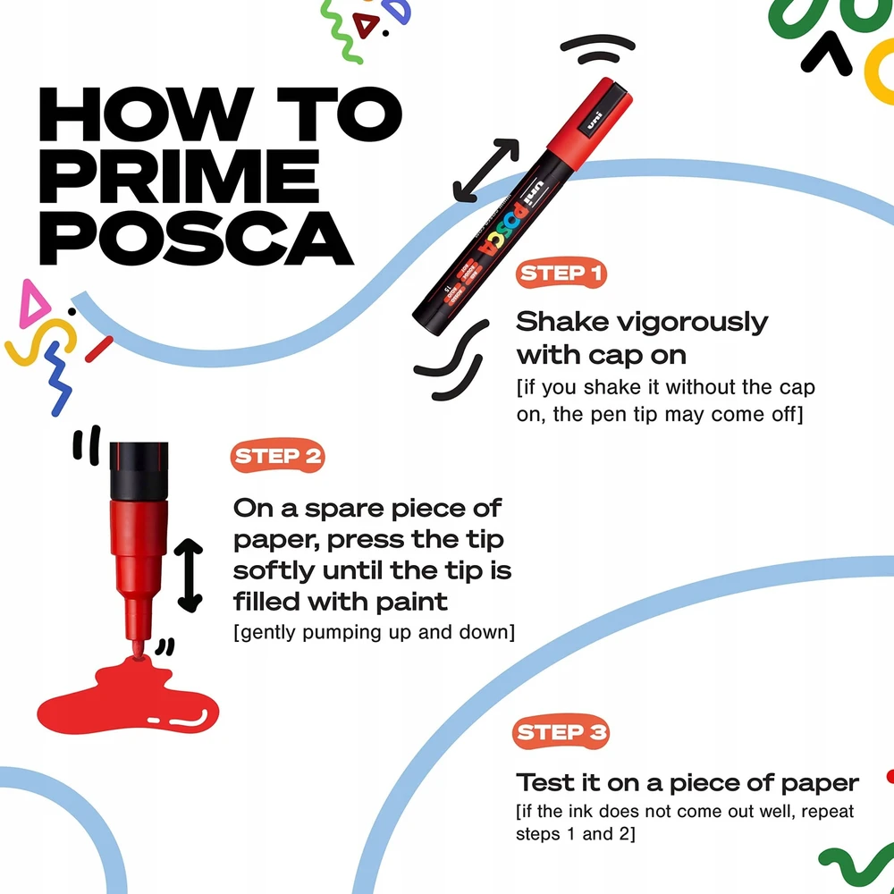 Carruzzo POSCA PC-3M Įvairių spalvų 16 vnt