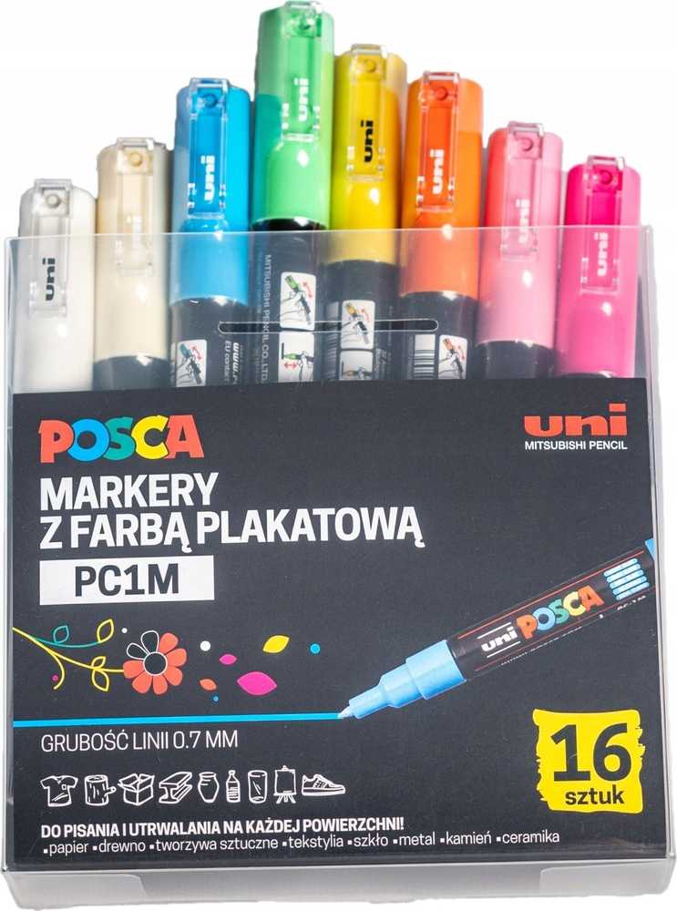 Uni MARKER PLAKATOWY UNI POSCA PC- 1M Rinkinys 16KOLORÓW