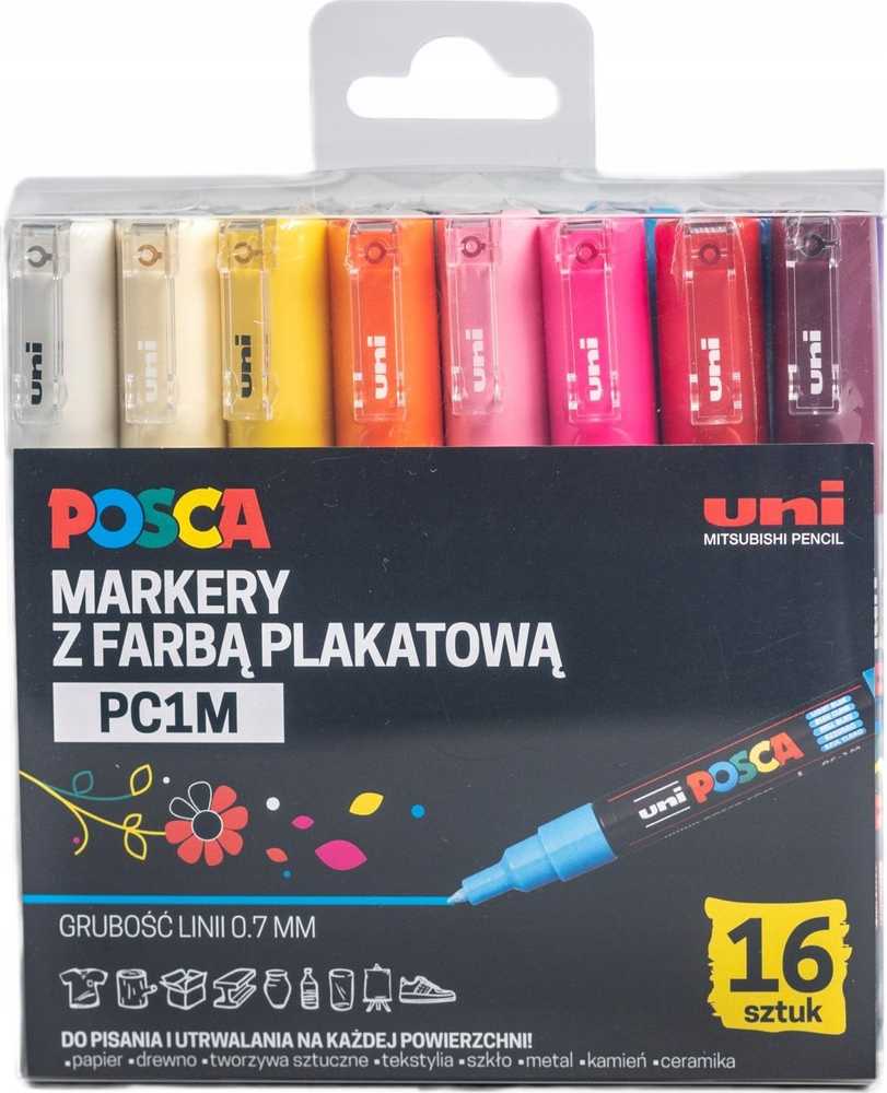 Uni MARKER PLAKATOWY UNI POSCA PC- 1M Rinkinys 16KOLORÓW