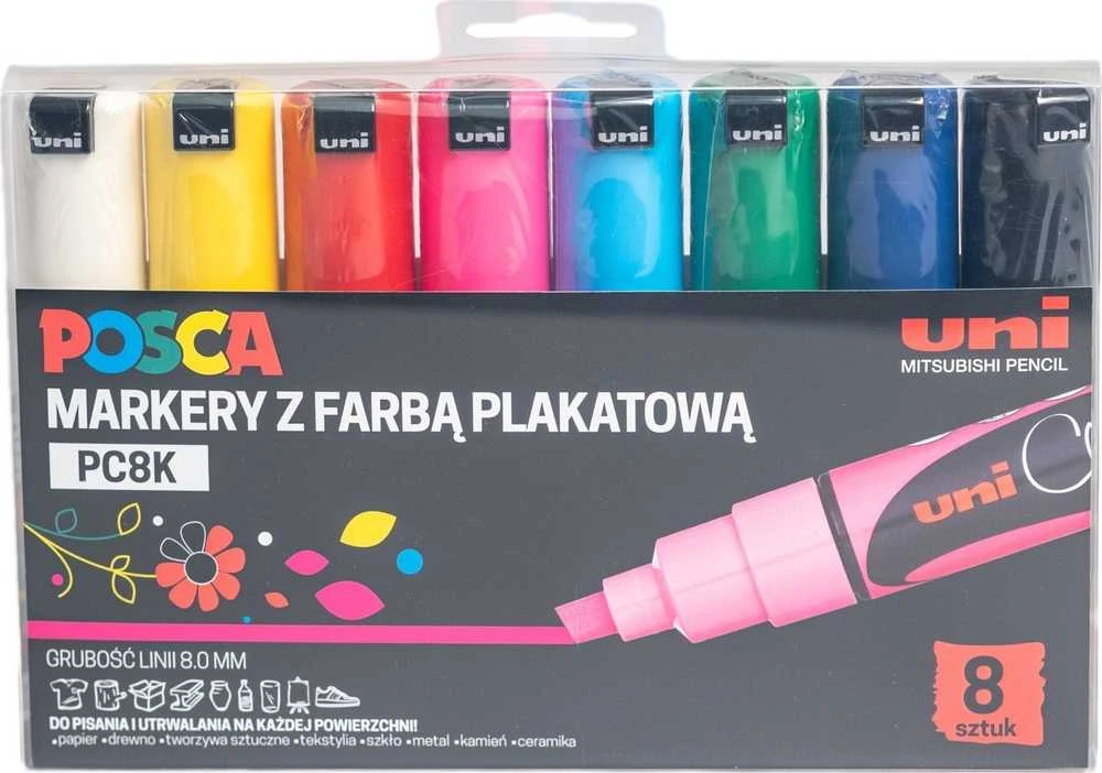 Uni MARKER PLAKATOWY UNI POSCA PC- 8K Rinkinys 8 KOLORÓW
