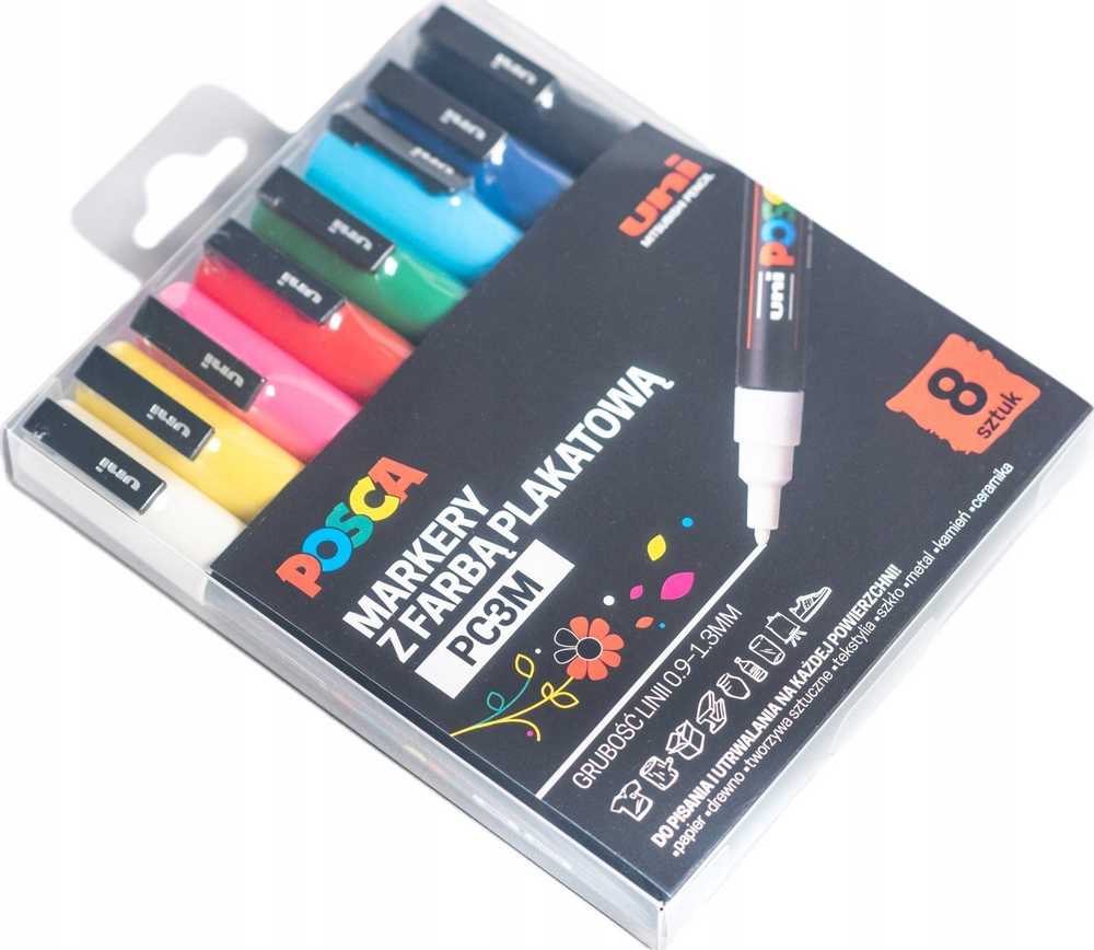 Uni Posca Markeriai Uni-Ball Posca PC-3M, 8 vnt.