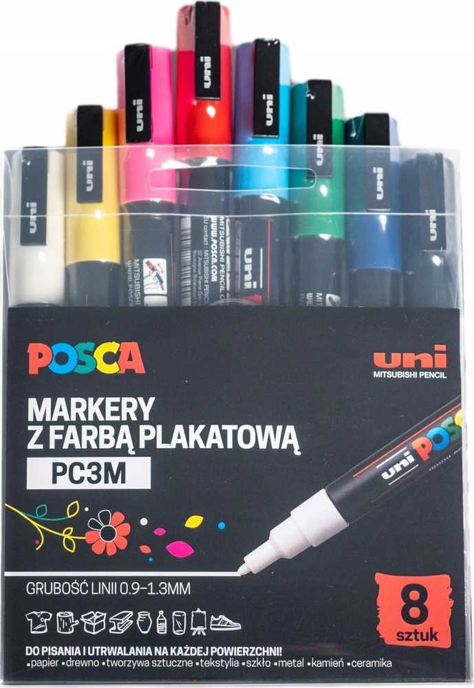 Uni Posca Markeriai Uni-Ball Posca PC-3M, 8 vnt.