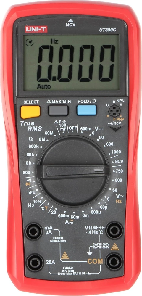 Skaitmeninis multimetras LCD;TRMS. NCV; (6000);VDC:0.1÷600mV,6V,60V,600V,1kV, UNI-T