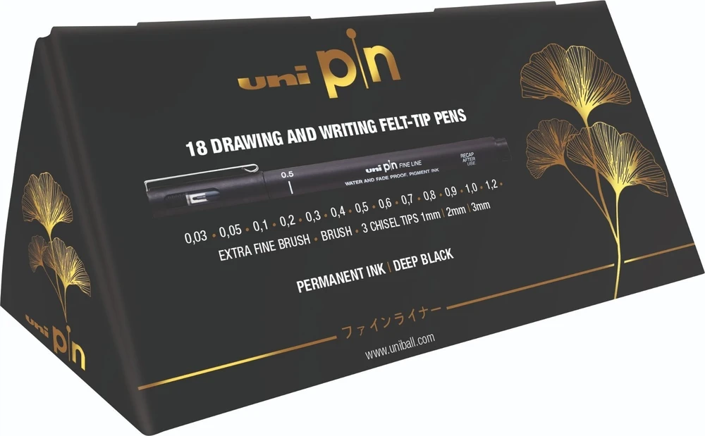 UNI-BALL Uni - The Full Juoda Boc - Finelineris (18 vnt.) (401229) /Meno reikmenys ir rankdarbiai