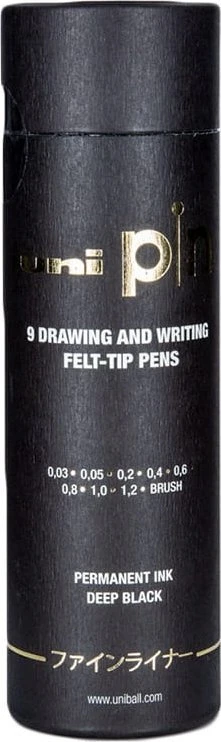 UNI-BALL Uni - The Tube Finerliner - Juodas (9 pcs) (401228) /Arts and Crafts