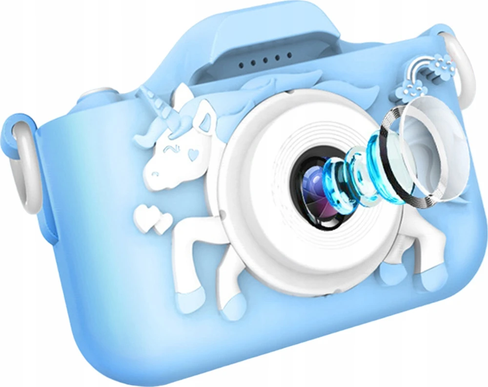 UNICORN SKAITMENINĖ FOTOKAMEROS + PAVADĖLIS + KABELAS + KORTELĖ 32GB
