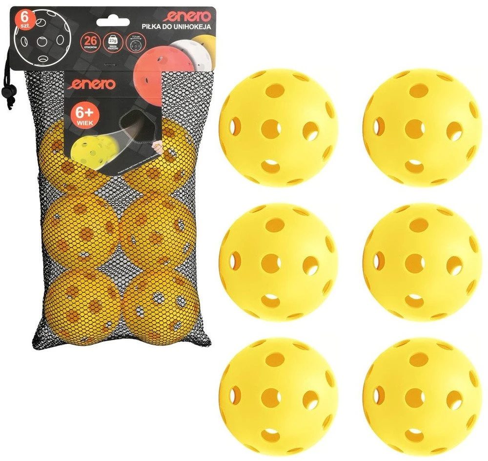 Enero unihokoja kamuoliukai, 6 vnt, geltoni