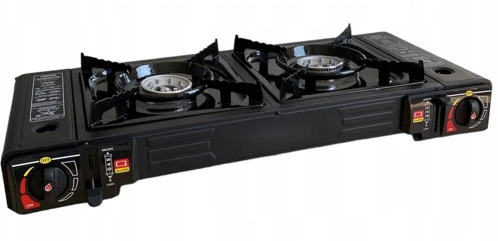 Unilight Extralink | Kuchenka dujinė turystyczna | 2-palnikowa su lagaminu + adapter