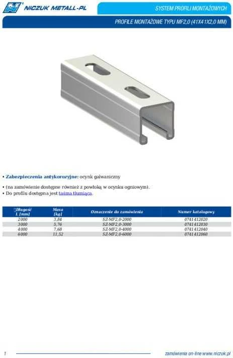 Unimet MONTAVIMO PROFILIO TIPAS MF 2.0 (41*41*2MM) ILGIS 2000MM [vnt.] - N-0741412020