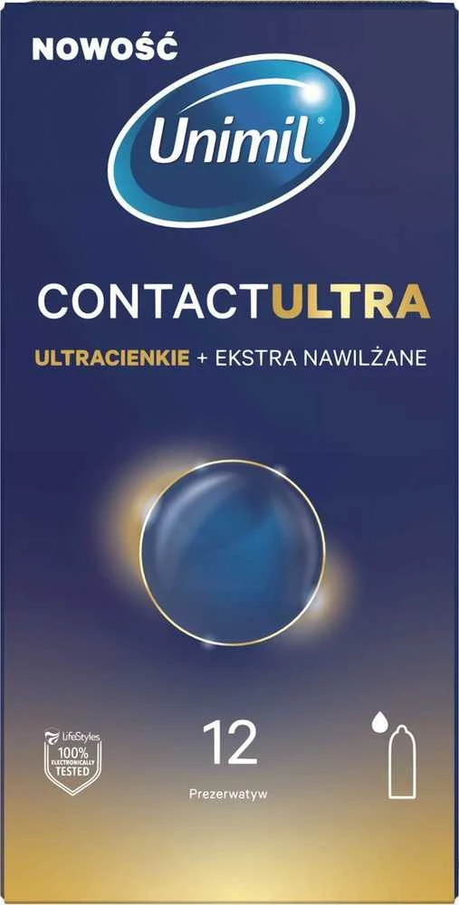 Unimil Contact Ultra ultra ploni tepami prezervatyvai 12 vnt.