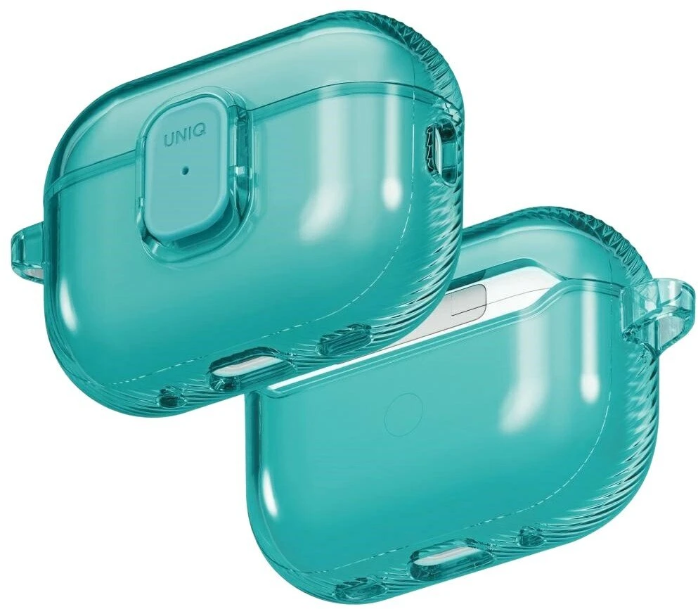 „Uniq Glase Pro“ dėklas, skirtas „AirPods Pro 3“ ausinėms, su užraktu – permatomas Mėlyna