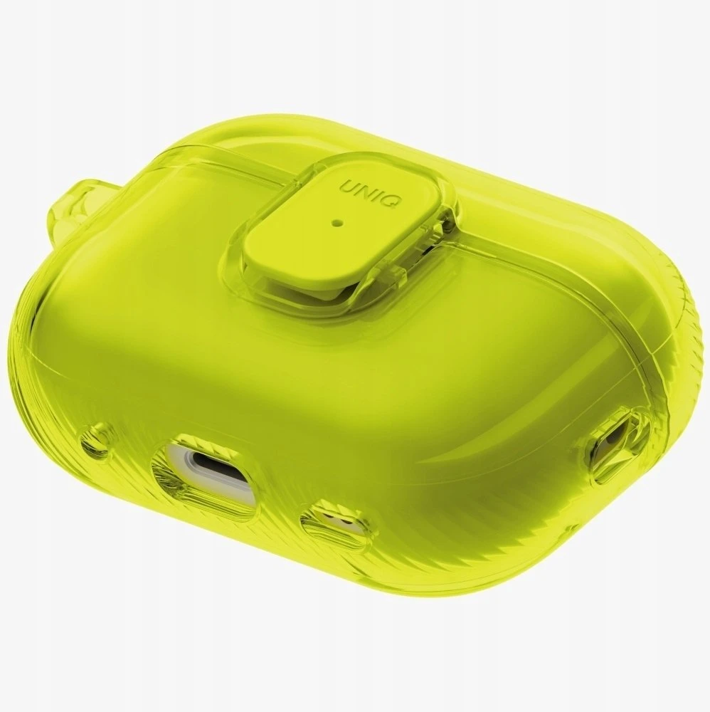 „Uniq Glase Pro“ dėklas, skirtas „AirPods Pro 3“ ausinėms, su užraktu – permatomas, geltonas