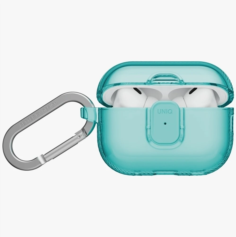 „Uniq Glase Pro“ dėklas, skirtas „AirPods Pro 3“ ausinėms, su užraktu – permatomas Mėlyna