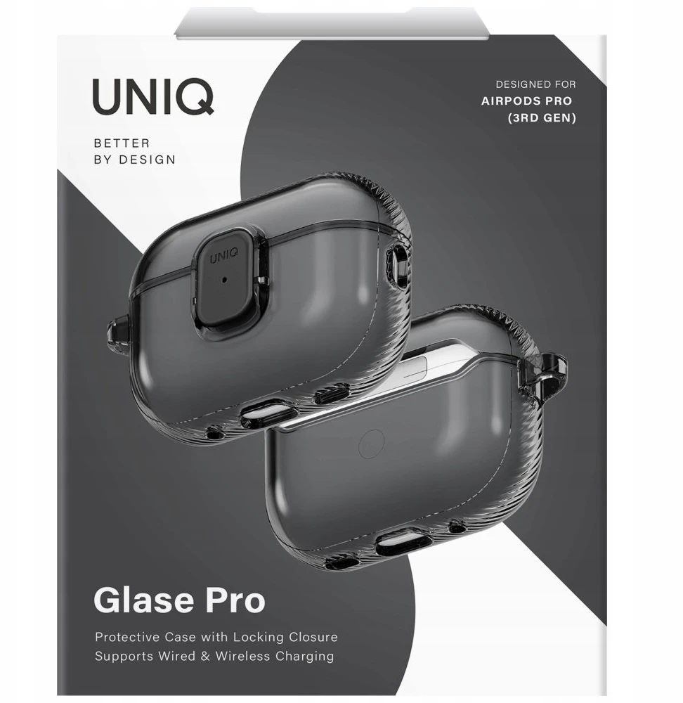 Dėklas Uniq Glase Pro Case for AirPods Pro 3 Lock Case - Transparent Juodas