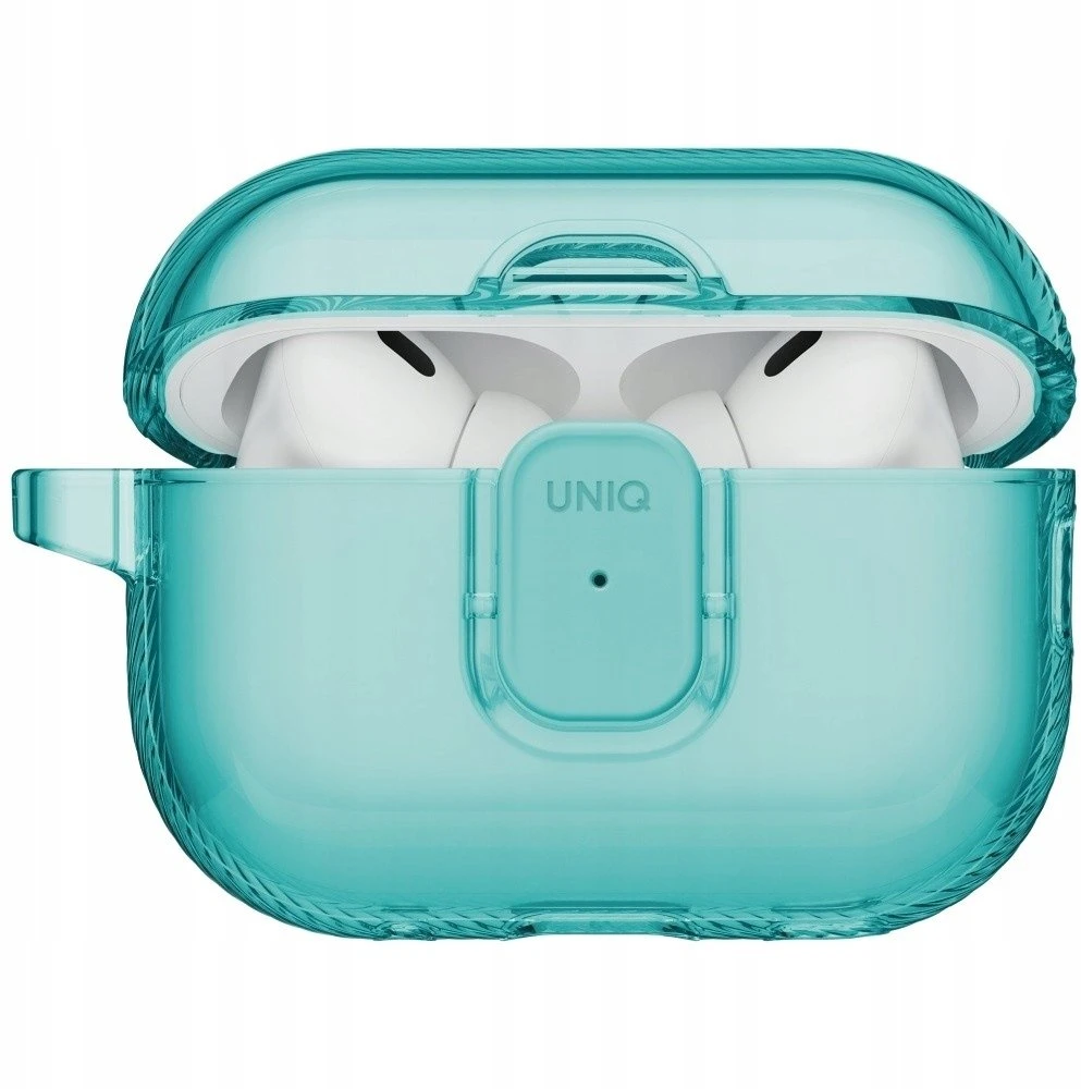 „Uniq Glase Pro“ dėklas, skirtas „AirPods Pro 3“ ausinėms, su užraktu – permatomas Mėlyna