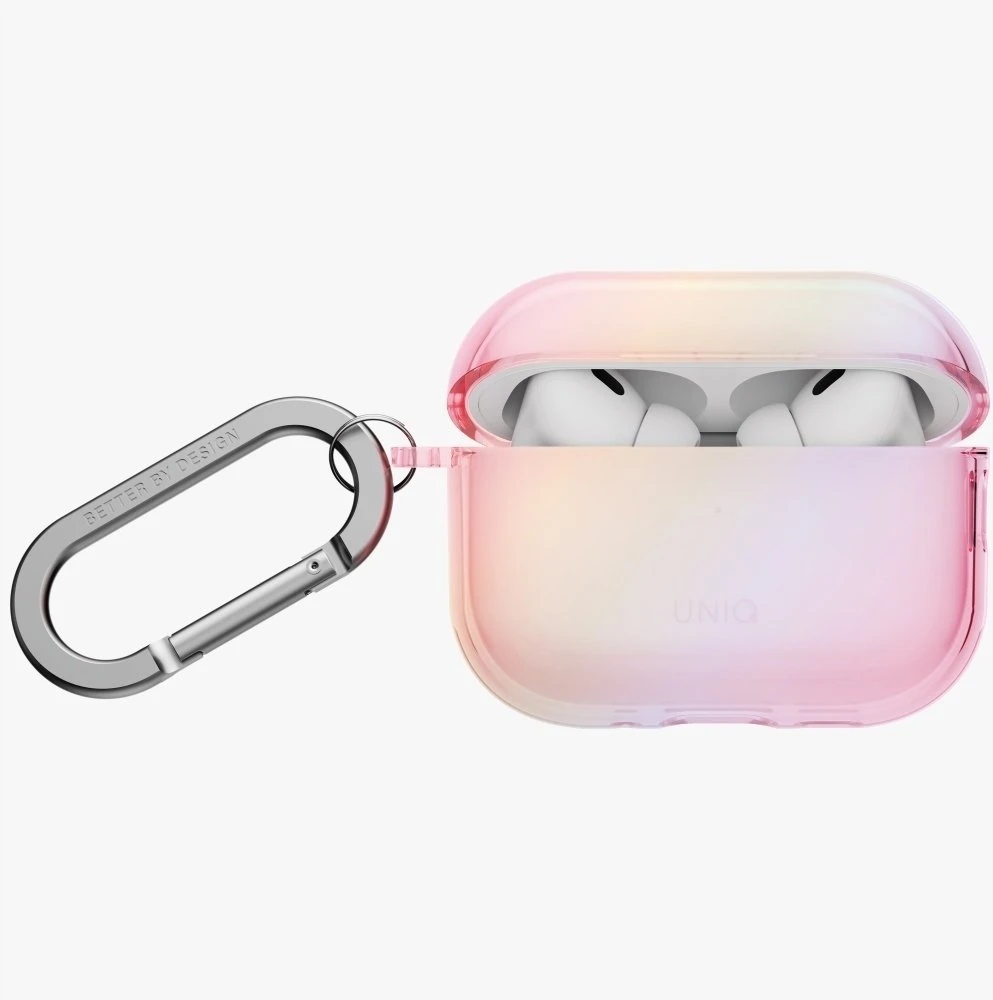 Dėklas Uniq Iridescia Hang Case for AirPods Pro 3 - Transparent Rožinė